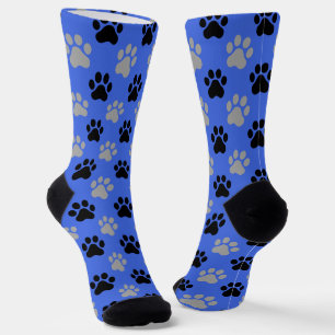Koninklijk Blauwe Pootafdruk Patroon Hond Liefhebb Sokken