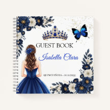 Koninklijk Blauwe Quinceañera Vlinder Gastboek