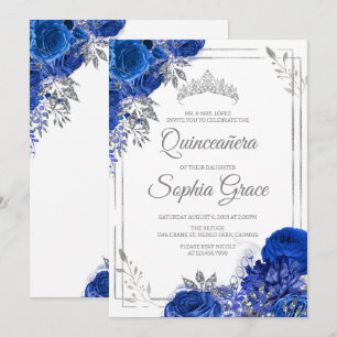 Koninklijk Blauwe Quinceañera Vlinders Mis Quince Kaart