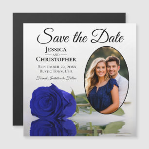 Koninklijk Blauwe Roos Trouw Save The Date Foto Ma