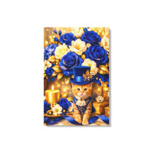 Koninklijk Blauwe Rozen Kitten Canvas