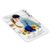 Koninklijk Blauwe Rustieke Zonnebloem Moderne Sav Magneet (Rechterzijde)