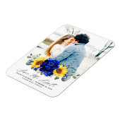 Koninklijk Blauwe Rustieke Zonnebloem Moderne Sav Magneet (Linkerzijde)