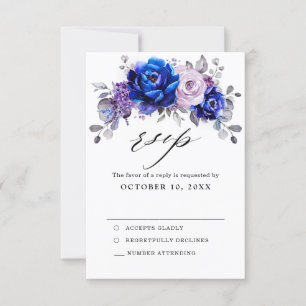 Koninklijk Blauwe Sering Paarse Bloem Bruiloft RSV RSVP Kaartje
