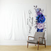 Koninklijk Blauwe Sering Paarse Bloemige Bruilofts Wandkleed (In Situ (horizontaal))