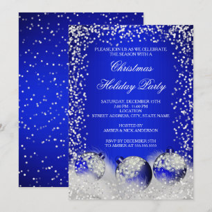 Koninklijk Blauwe Sneeuw Bal Kerst Vakantie Feest Kaart