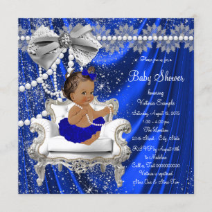 Koninklijk blauwe stoel parels Etnisch meisje Baby Kaart