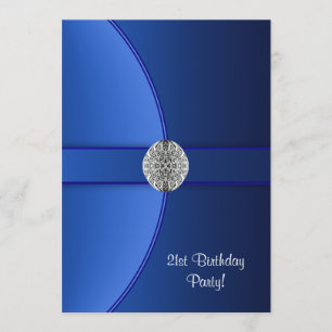 Koninklijk Blauwe Verjaardagsfeestje Kaart