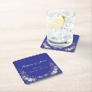 Koninklijk blauwe vintage elegantietuinbloemen kartonnen onderzetters