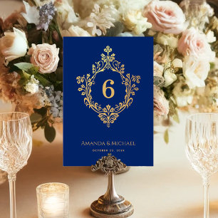 Koninklijk Blauwe Vintage Trouwkaart met Nepgoud E Kaart