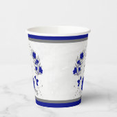 koninklijk blauwe & witte bloemen zilveren botanis papieren bekers (Links)