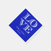 Koninklijk blauwe, witte LOVE servetten (Hoek)