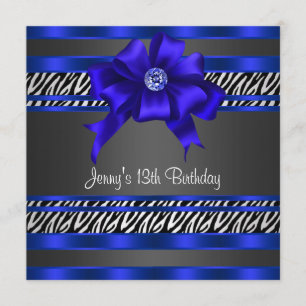 Koninklijk Blauwe Zebra Meisjes 13e Verjaardagsfee Kaart