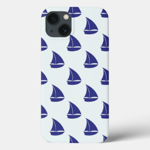 Koninklijk Blauwe Zeilboot Patroon iPhone 13 Hoesje