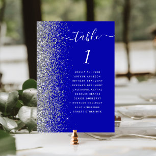 Koninklijk Blauwe Zilveren Glitter Bruiloft Kaart