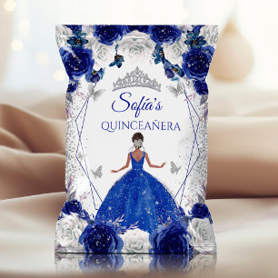 Koninklijk Blauwe Zilveren Quinceañera Chipzak met Flyer