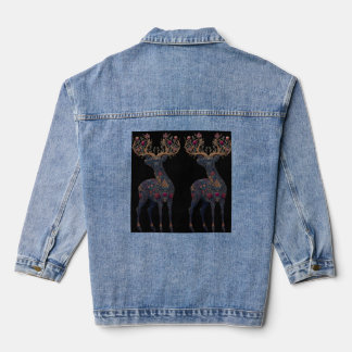 Koninklijk bloemrijk kosmisch hert denim jacket