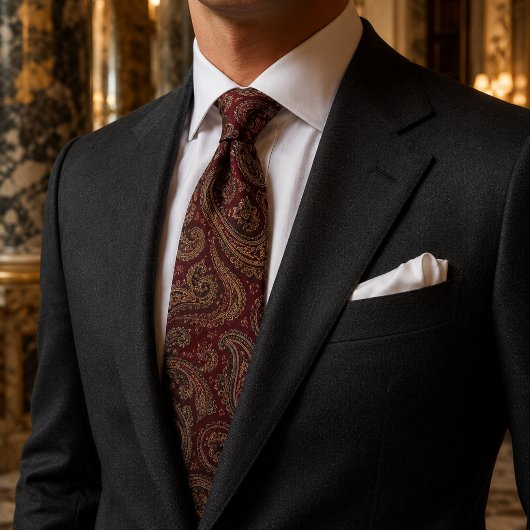 Koninklijk Bourgondisch Paisley Luxe Stropdas