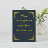 Koninklijk Contrasterend Midnight Blue & Goud Dine Informatiekaartje (Staand voorkant)