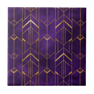 Koninklijk Deco Paars Goud Abstract Geometrisch Pa Tegeltje