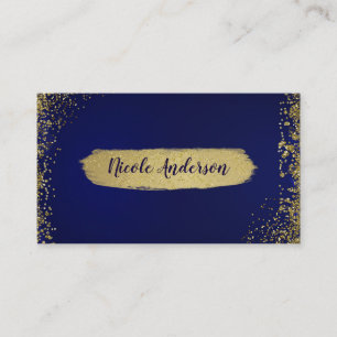 Koninklijk Donkerblauw & Goud Glitter Glam Moderne Visitekaartje