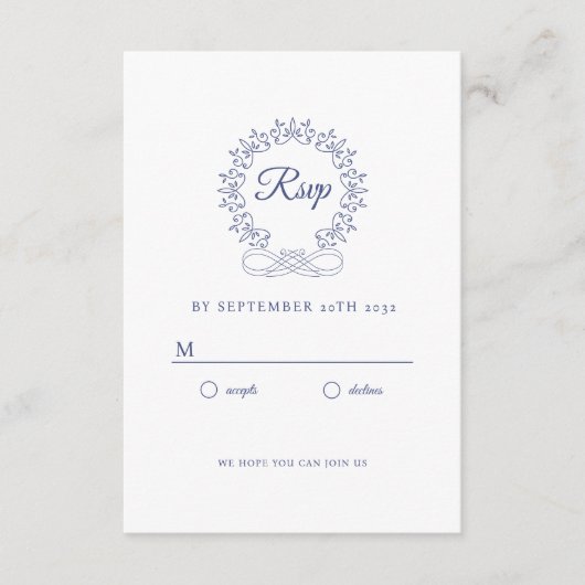 Koninklijk, elegant, bruiloft RSVP Informatiekaartje (Voorkant)