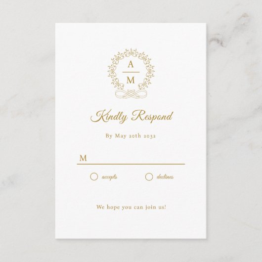 Koninklijk, elegant, bruiloft RSVP Informatiekaartje (Voorkant)