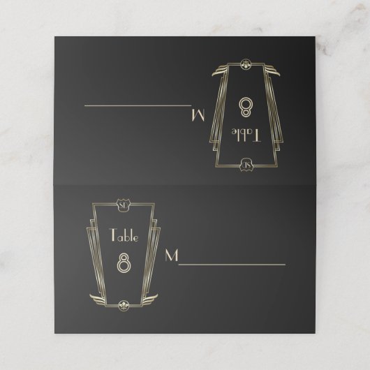 Koninklijk gouden Art Deco monogram-huwelijk (Buitenkant ongevouwen)
