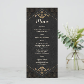 Koninklijk Gouden Great Gatsby Art Deco Bruiloft Menu