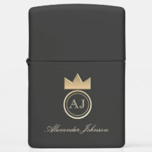 Koninklijk Gouden Kroon Monogram , Elegante Zwarte