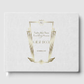 Koninklijk gouden witte Art Deco monogram-huwelijk Gastenboek (Voorkant)