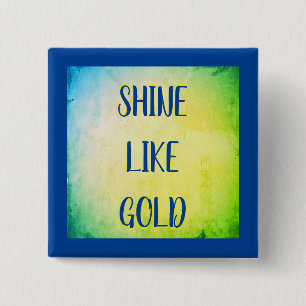Koninklijk Gouden Zonneschijn Vierkante Button 5,1 Cm