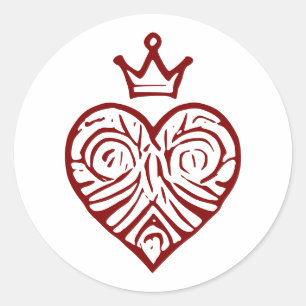 Koninklijk Hart met Kroon Artistiek Design Ronde Sticker