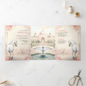 Koninklijk Indiaas Paleis Alles in een Indiase bru Drieluik Uitnodiging (Binnen)