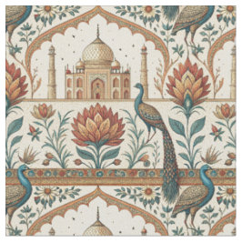 Koninklijk Indisch Paleis Pauwbloem Motief Kunstwe Stof