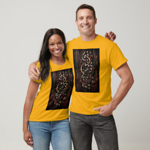 Koninklijk karmozijnrood 3D kalligrafisch abstract T-shirt
