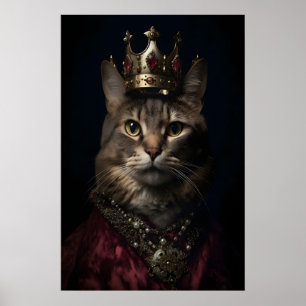 Koninklijk kattenportret, grappige aristocratische poster