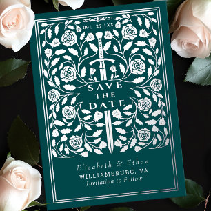 Koninklijk Middeleeuws Zwaard Huwelijk Opslag van Folie Uitnodiging