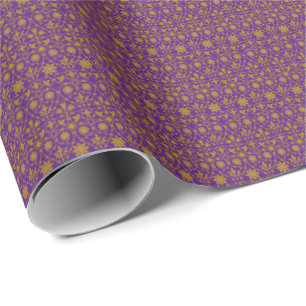 Koninklijk Paars en Gouden Patroon Cadeaupapier