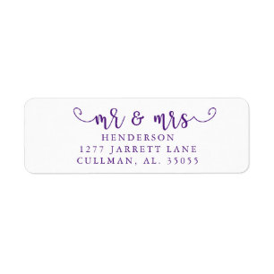 Koninklijk Paars Mr & Mrs Return Address Label