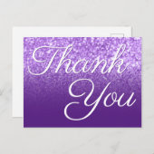 Koninklijk Paars Ombre Bokeh Glitter Dank u Briefkaart (Voorkant / Achterkant)