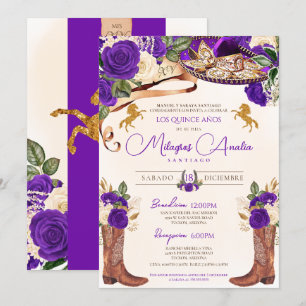 Koninklijk Paars Roos Mariachi Elegant Western Cha Kaart