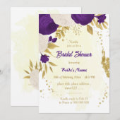koninklijk paars wit bloemen goud vrijgezellenfees kaart (Voorkant / Achterkant)