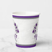 koninklijk paars & witte bloemen zilveren krans papieren bekers (Links)