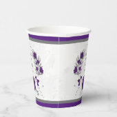 koninklijk paars & witte bloemen zilveren krans papieren bekers (Rechts)