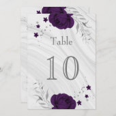 koninklijk paars zilverbloemetnummer kaart (Voorkant / Achterkant)