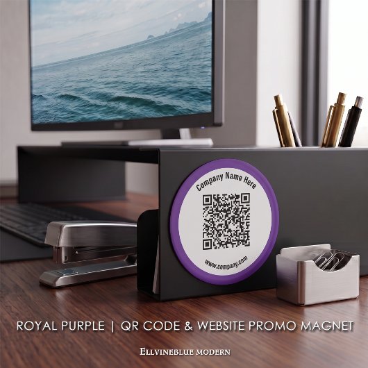 Koninklijk Paarse Aangepaste QR-code & Website Pro Magneet
