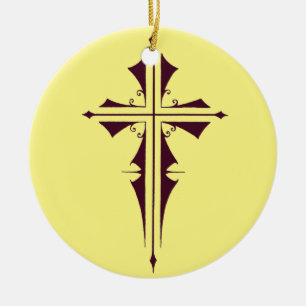 Koninklijk Paarse Christelijk Kruis Kunst Keramisch Ornament
