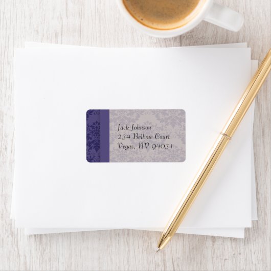 Koninklijk Paarse Damast Trouw Etiket (Insitu)