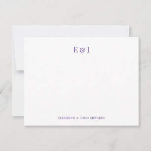 Koninklijk Paarse Elegante Koppel Initiaal Letters Notitiekaartje